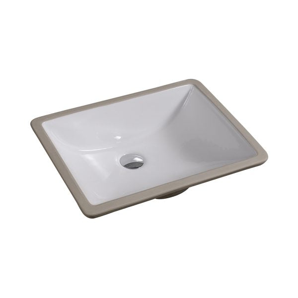 Oakland 18″ x 13″ Biscuit Rectangle Undermount Ceramic Bathroom Sink with Overflow Drain – Model# LVU1813B