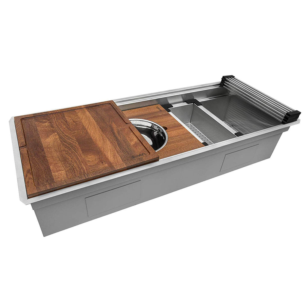 Dual Tier Model: RVH8555 Ruvati 57-inch Dual-Tier Workstation Large Barndominium Kitchen Sink Undermount – RVH8555