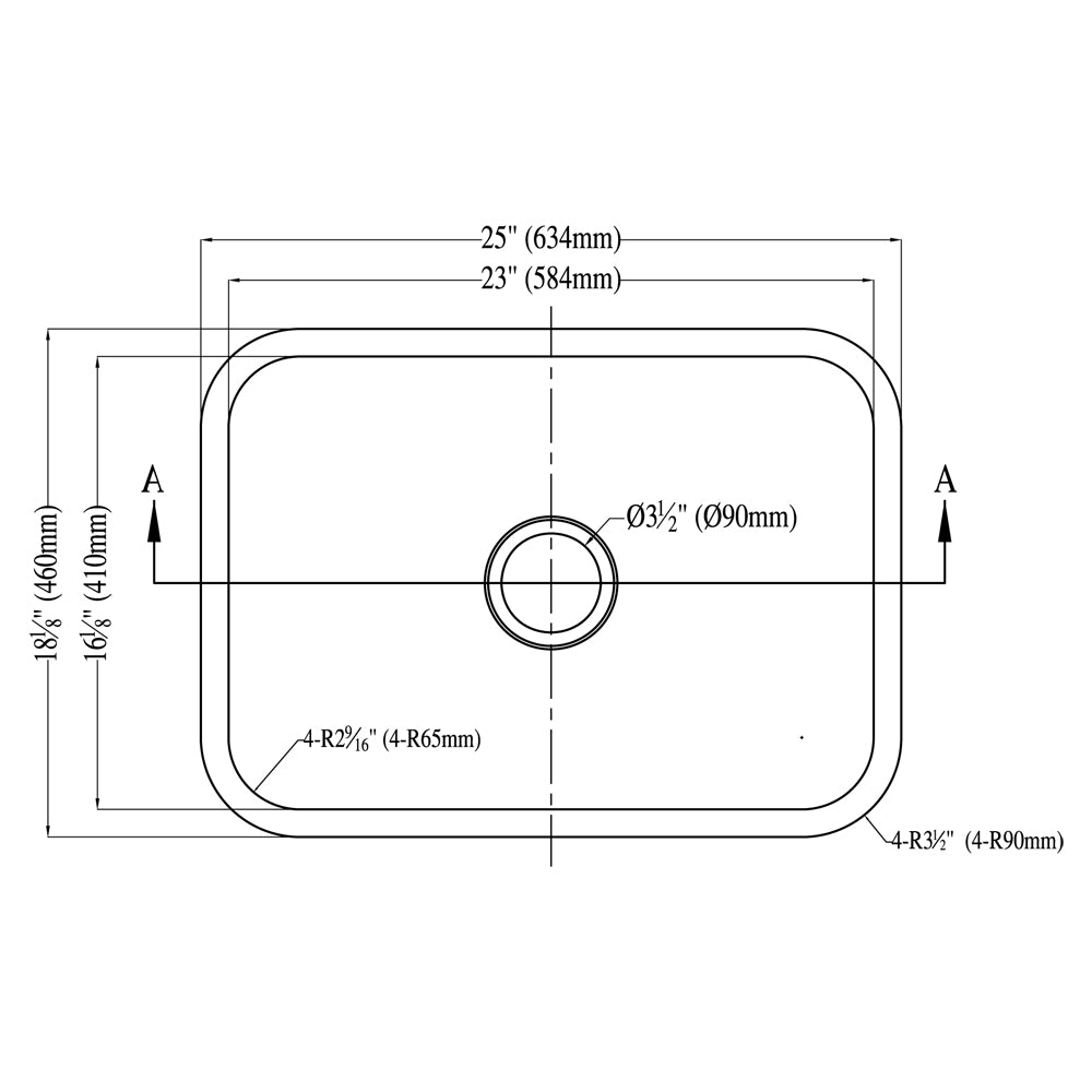Dawn 25" Single Bowl Undermount Stainless Steel Kitchen Sink Model# ASU2316