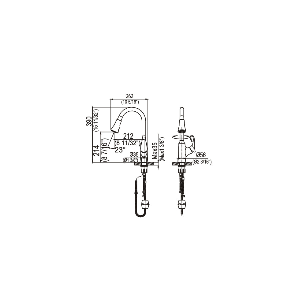 Dawn Single-Lever Pull-Out Spray Faucet In Brushed Nickel Model# AB06 3292BN