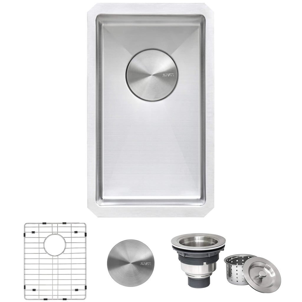 Gravena Ruvati 12" Undermount Bar Prep Kitchen Sink 16 Gauge Round Corners Stainless Steel Single Bowl – Model# RVH7112