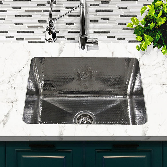 Nantucket Sinks - 23" Dual Mount Hand Hammered Stainless Steel 12" Deep Sink Model# KSSH2318-12