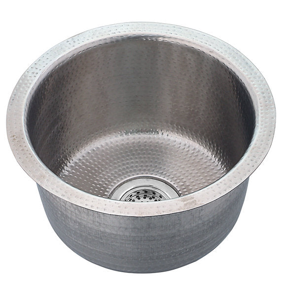 Nantucket Sinks -15" Hand Hammered Round Stainless Steel Bar/Prep Sink Model# RS15-SSMF