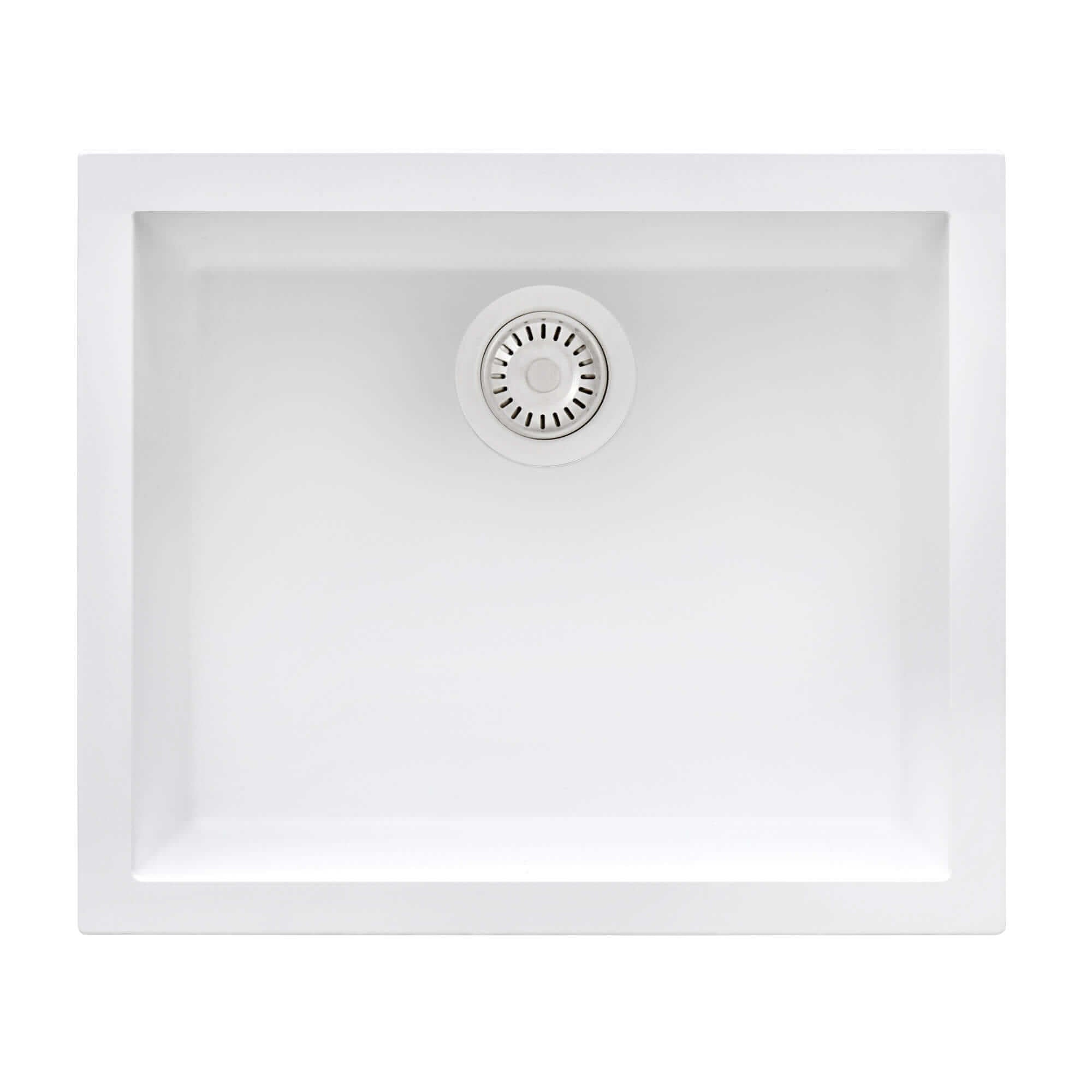 epiGranite Model: RVG2022WH Ruvati 21 x 17 inch Granite Composite Quartz Undermount Single Bowl Wet Bar Prep Sink – Arctic White Matte – RVG2022WH