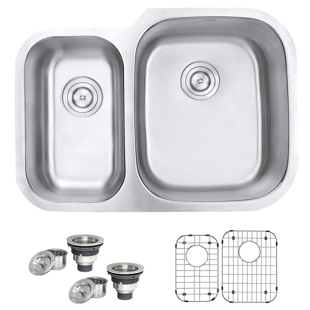 Parmi Model: RVM4505 Ruvati 29-inch Undermount 40/60 Double Bowl 16 Gauge Stainless Steel Kitchen Sink – RVM4505