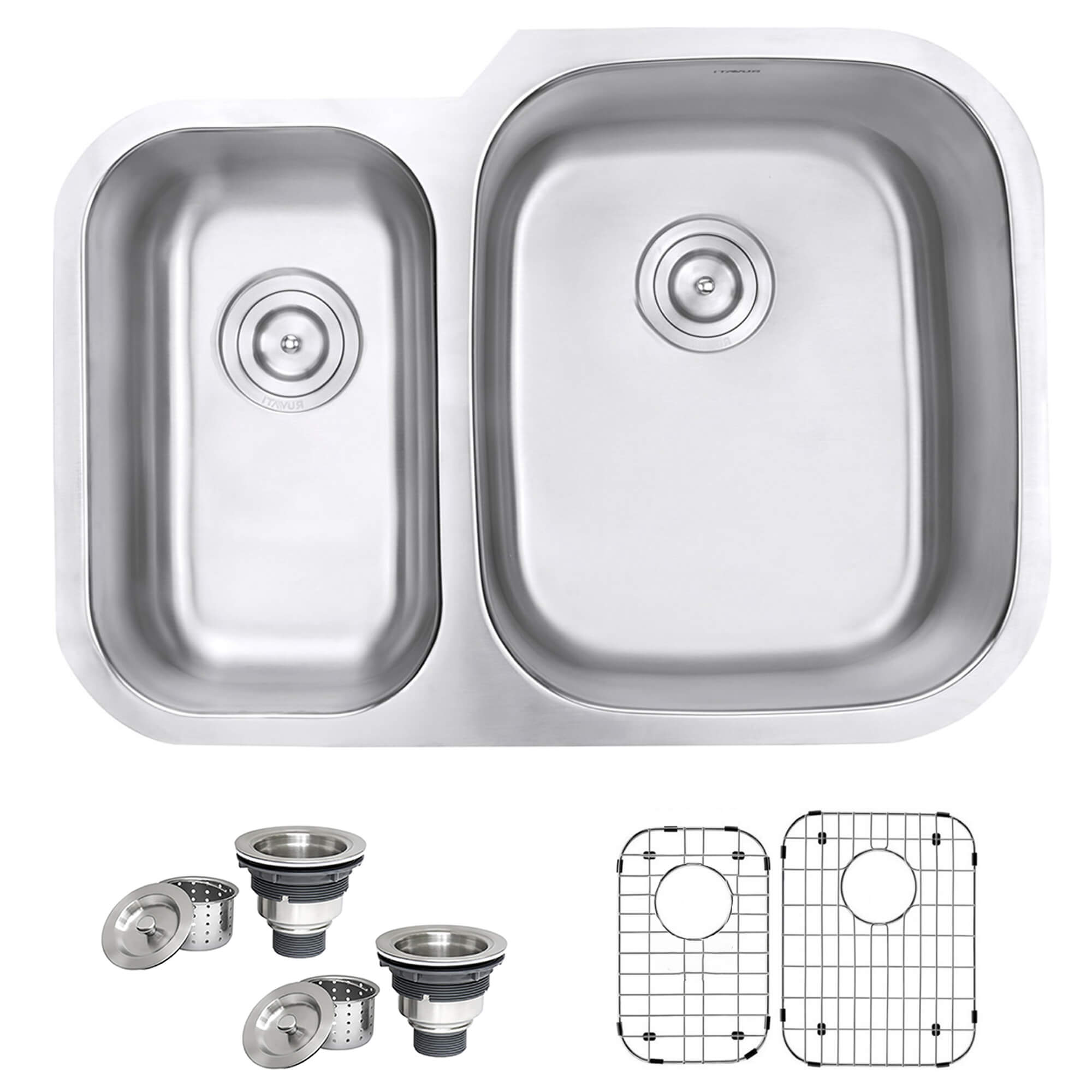 Parmi Model: RVM4505 Ruvati 29-inch Undermount 40/60 Double Bowl 16 Gauge Stainless Steel Kitchen Sink – RVM4505