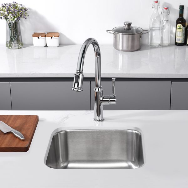 Oakland 18″ Square Undermount Stainless Steel Single Bowl Bar/Prep/Kitchen Sink Model# KSU1818B