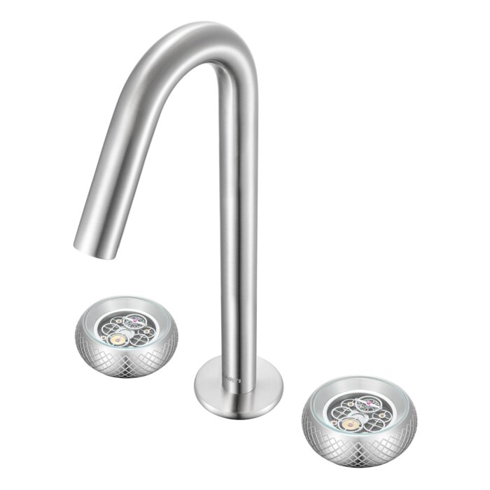 Chrono Model: RVF5234BN Ruvati Chrono Two Handle Watch Face Luxury Knob Widespread Bathroom Faucet in Brushed Nickel – RVF5234BN