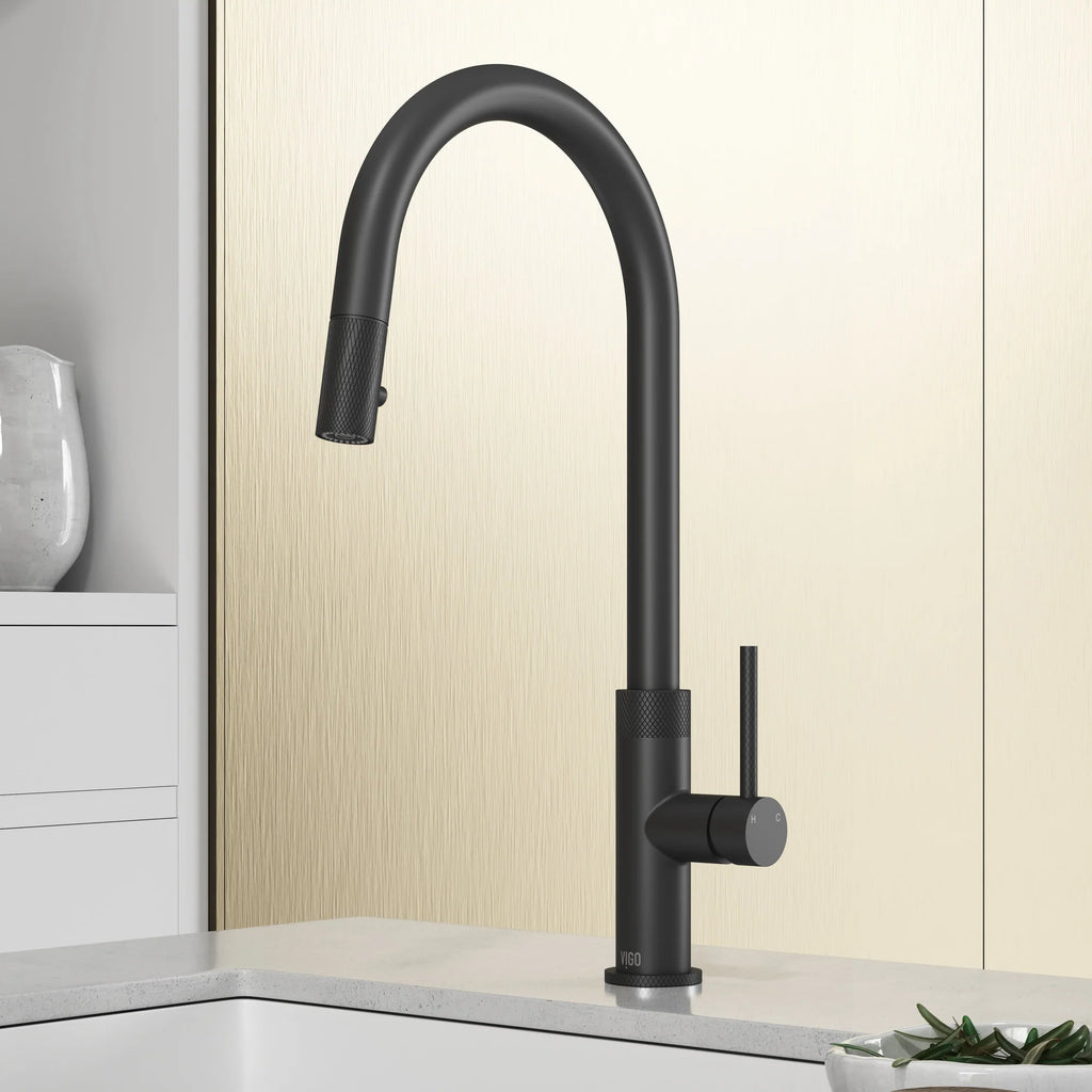 VIGO - Bristol Pull-Down Single Lever Kitchen Faucet In Matte Black Model# VG02033MB