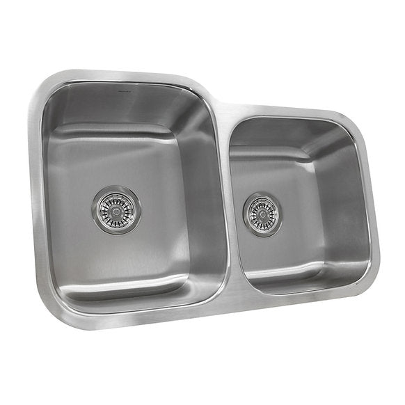 Nantucket Sinks 32" 60/40 Double Bowl Undermount Stainless Steel Kitchen Sink, 18 Gauge Model# NS6040-18
