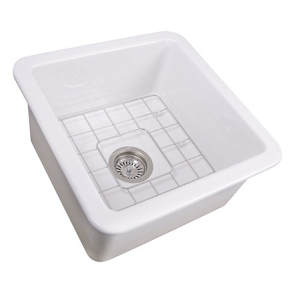 Nantucket Sinks - 18" Undermount Or Top Mount Fireclay Kitchen/Bar/Prep Sink Model# Wellfleet-1818W
