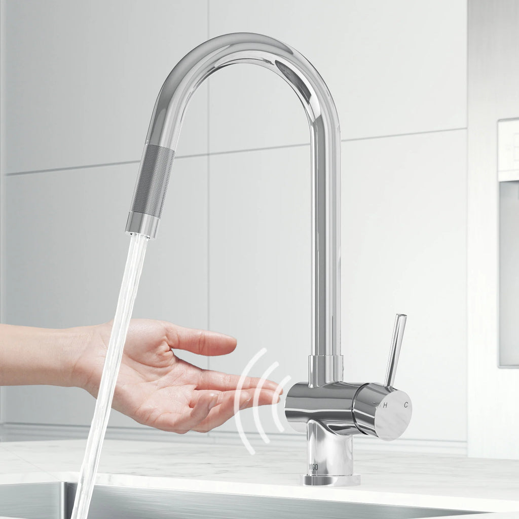 VIGO - Gramercy 17" Single Handle Smart Pull-Down Kitchen Touchless Faucet In Chrome Model# VG02008CHS