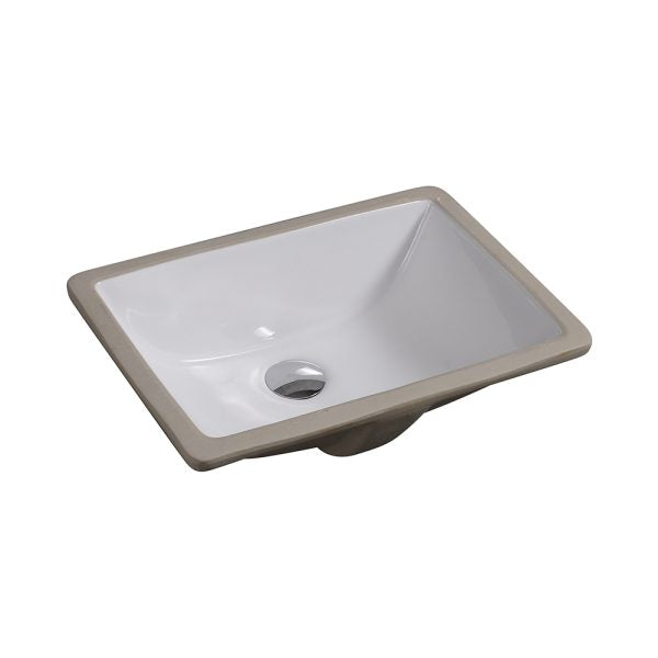 Oakland 16″ x 11″ White Rectangular Undermount Ceramic Bathroom Sink with Overflow Drain – Model# LVU1611-W