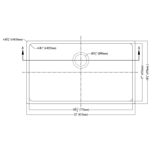Dawn 32" Undermount Single Bowl Small Radius Stainless Steel Kitchen Sink In 16 Gauge Model# DSU3017