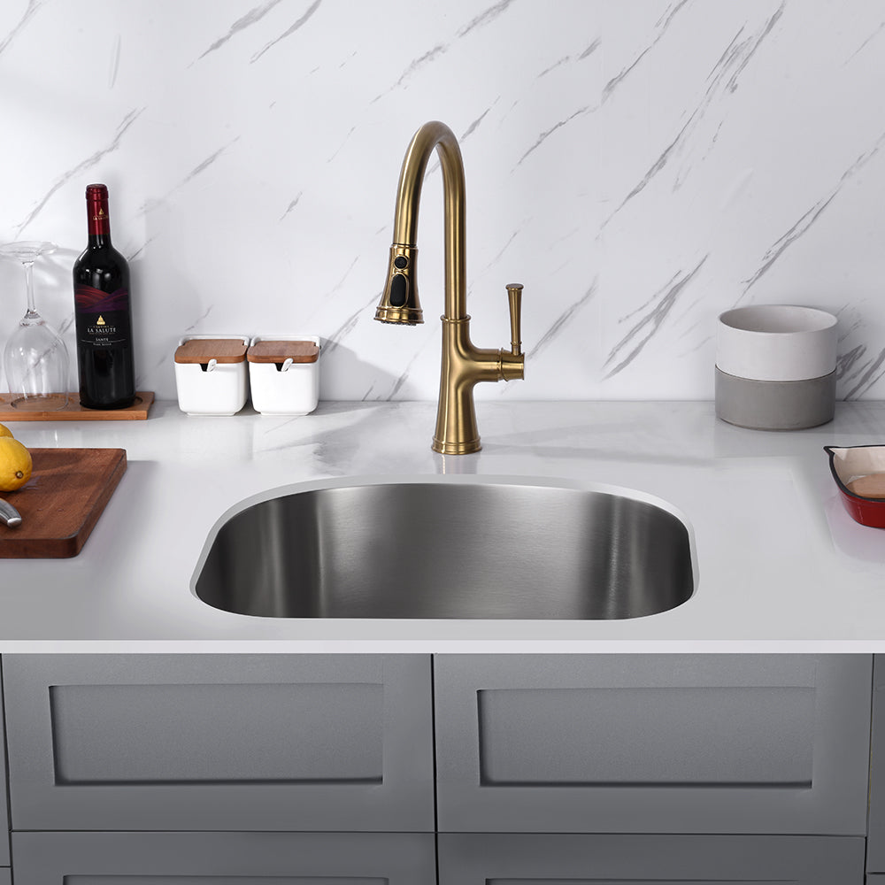 Oakland 23″ D Shape Undermount Stainless Steel Single Bowl Kitchen Sink Model# KSU23219