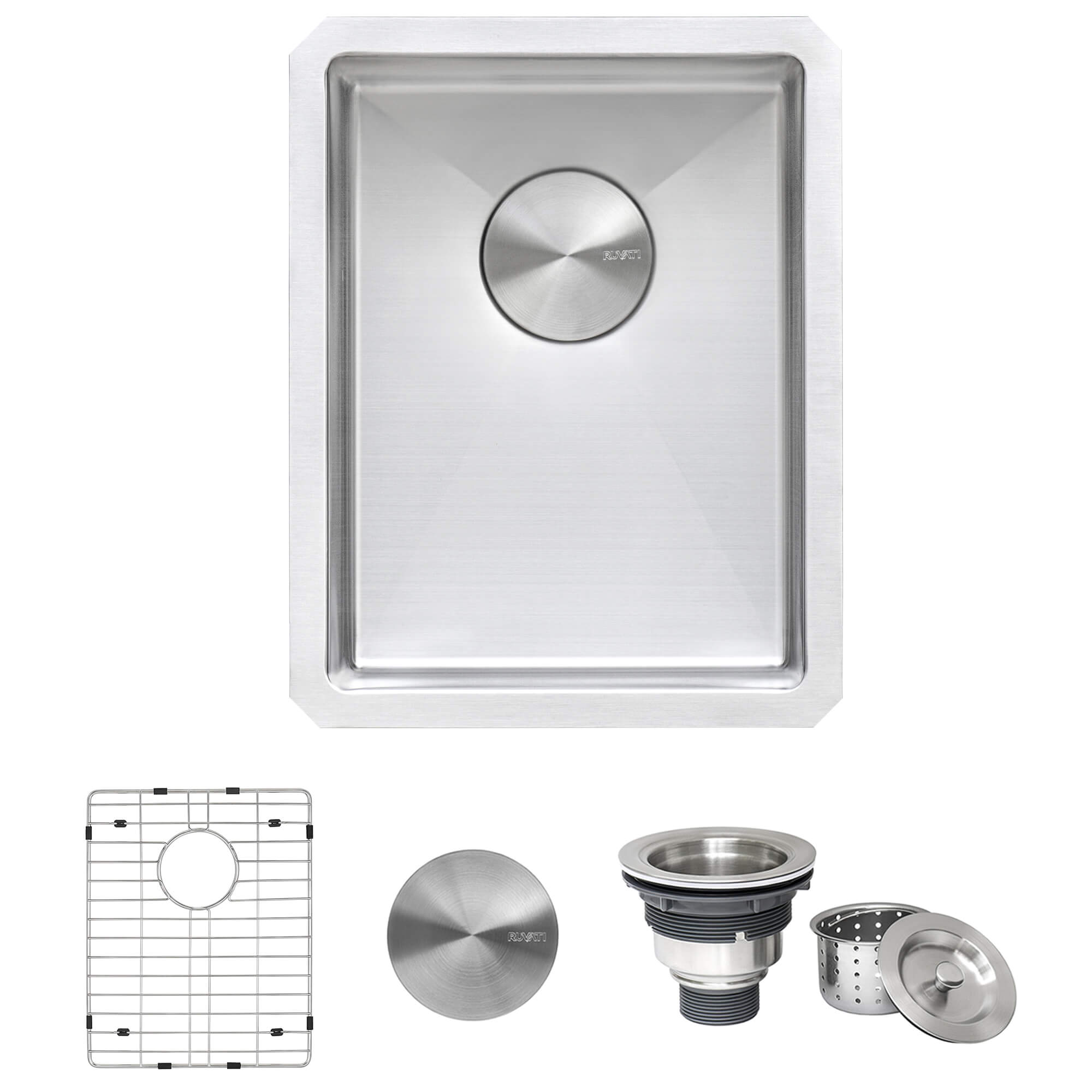 Gravena Ruvati 16" x 18" Undermount Bar Prep Kitchen Sink 16 Gauge Rounded Corners Stainless Steel Single Bowl – Model# RVH7116