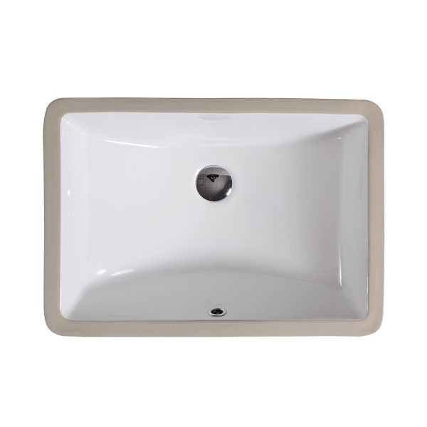 Oakland 18″ x 12″ White Rectangular Undermount Ceramic Bathroom Sink with Overflow Drain – Model# LVU1812W