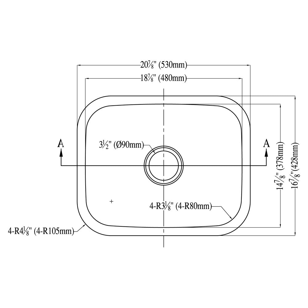 Dawn 21" Undermount Stainless Steel Single Bowl Kitchen Sink Model# ASU103