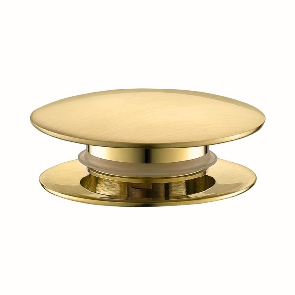 Oakland Bathroom Sink Drain Push Style Pop-Up with Overflow in Satin Gold Finish Model# KSPOP-07