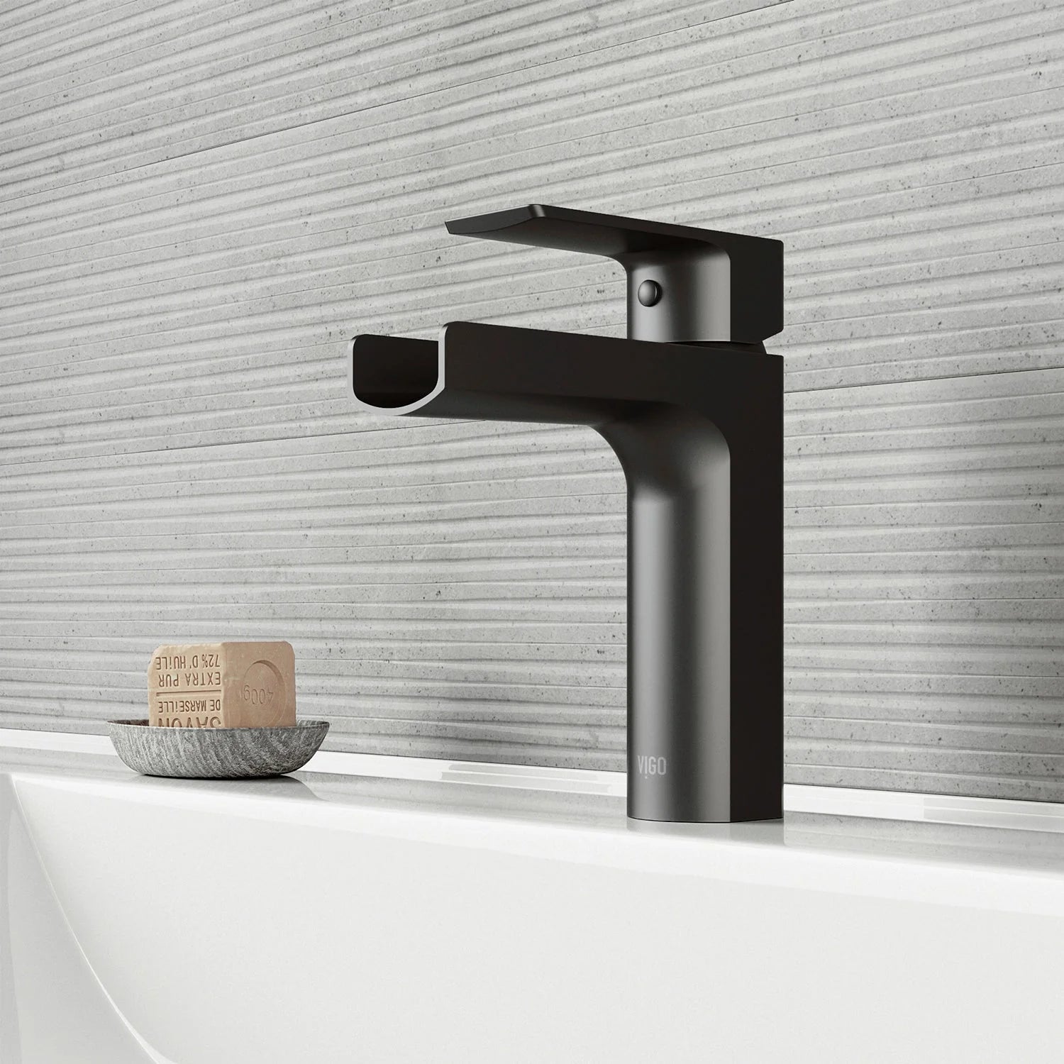VIGO - Amada Single Hole Open Spout Bathroom Faucet In Matte Black Finish Model# VG01042MB
