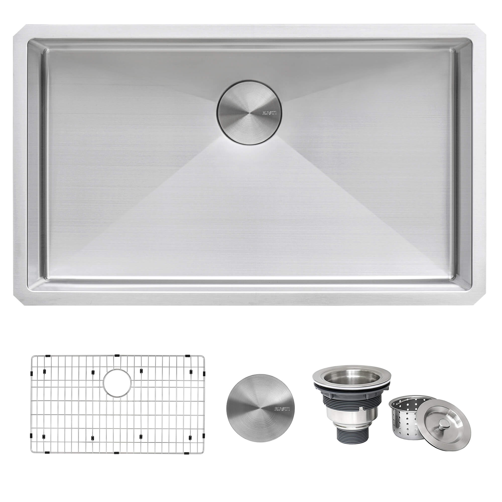 Gravena Ruvati 32-inch Undermount 16 Gauge Rounded Corners Kitchen Sink Stainless Steel Single Bowl – Model# RVH7400
