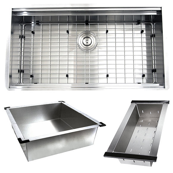 Nantucket Sinks - 36" Pro Series Workstation Undermount Stainless Steel Kitchen Sink Model#   ZR-PS-3620-16