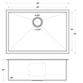 Undermount Stainless Steel Zero Radius Kitchen/Laundry Sink 30" X 18" X 10" 16 Gauge