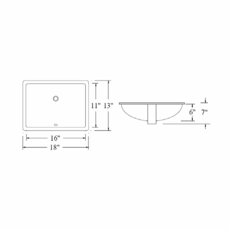 Oakland 16″ x 11″ Biscuit Rectangular Undermount Ceramic Bathroom Sink with Overflow Drain – Model# LVU1611-B