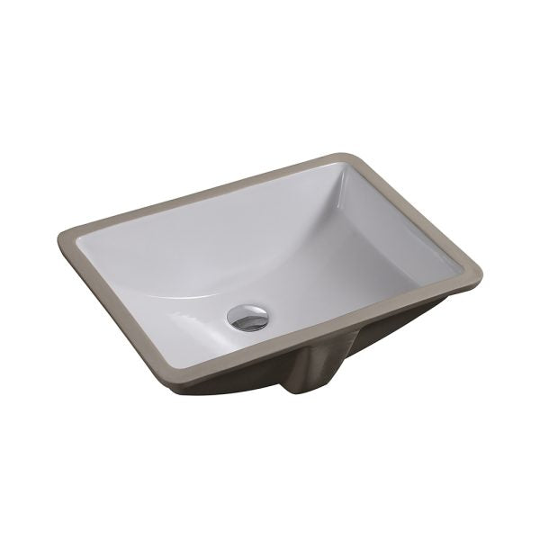 Oakland 18″ x 12″ White Rectangular Undermount Ceramic Bathroom Sink with Overflow Drain – Model# LVU1812W