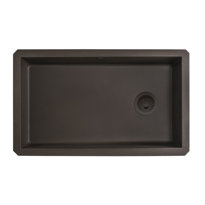 epiGranite Model: RVG2033ES Ruvati 32 x 19 inch epiGranite Undermount Granite Composite Quartz Single Bowl Kitchen Sink – Espresso Brown – RVG2033ES