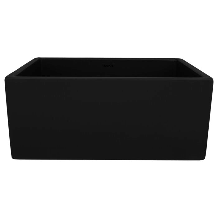 Fiamma Model: RVL2468BK Ruvati 23-inch Fireclay Farmhouse Kitchen Laundry Utility Sink Single Bowl – Glossy Black- RVL2468BK