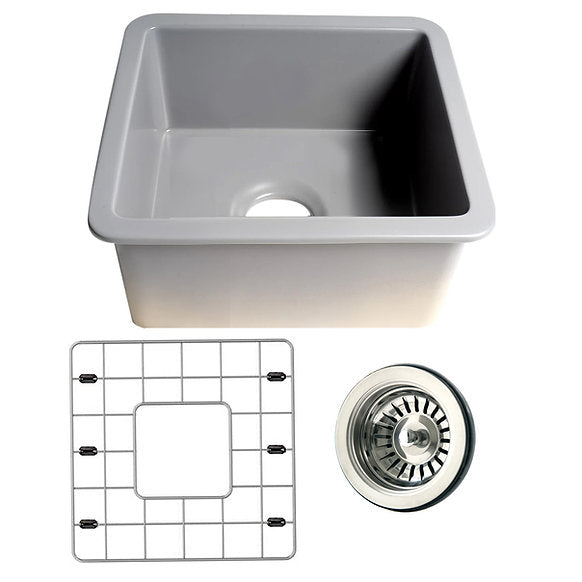 Nantucket Sinks - 18" Undermount/Top Mount Fireclay Kitchen/Bar/Prep Sink Model# Wellfleet-1818GR