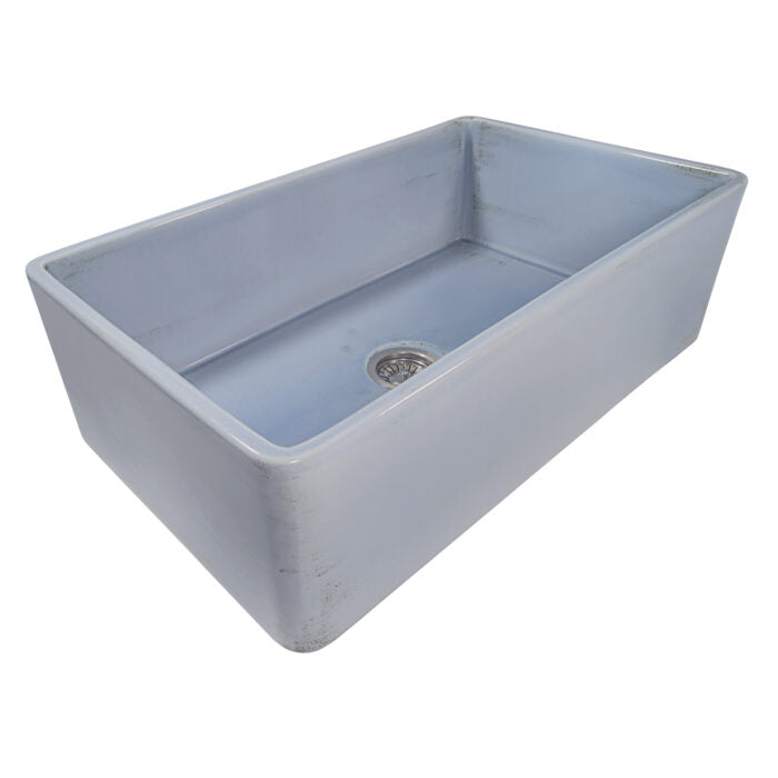 Fiamma Ruvati 33" Fireclay Distressed Finish Farmhouse Apron-Front Kitchen Sink Reversible – Coastal Blue – Model# RVL2300SB