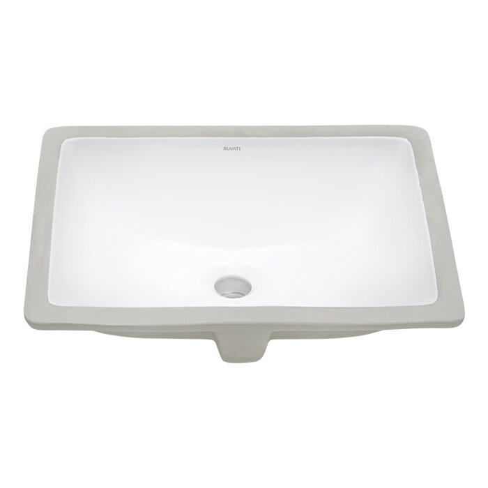 Krona Model: RVB0720 Ruvati 18 x 12-3/4 inch Undermount Bathroom Sink White Rectangular Porcelain Ceramic with Overflow – RVB0720