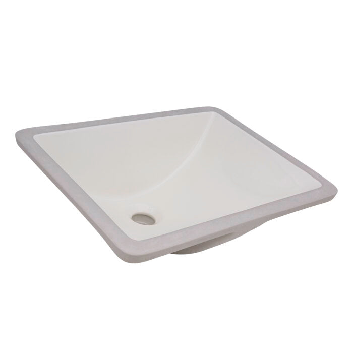 Krona Model: RVB0718BC Ruvati 16 x 11-3/4 inch Undermount Bathroom Vanity Sink Biscuit Rectangular Porcelain Ceramic with Overflow – RVB0718BC