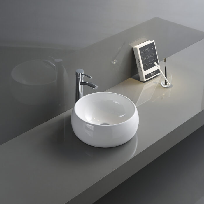 Vista Model: RVB0312 Ruvati 12 inch Bathroom Vessel Sink Round White Circular Above Counter Porcelain Ceramic – Model# RVB0312