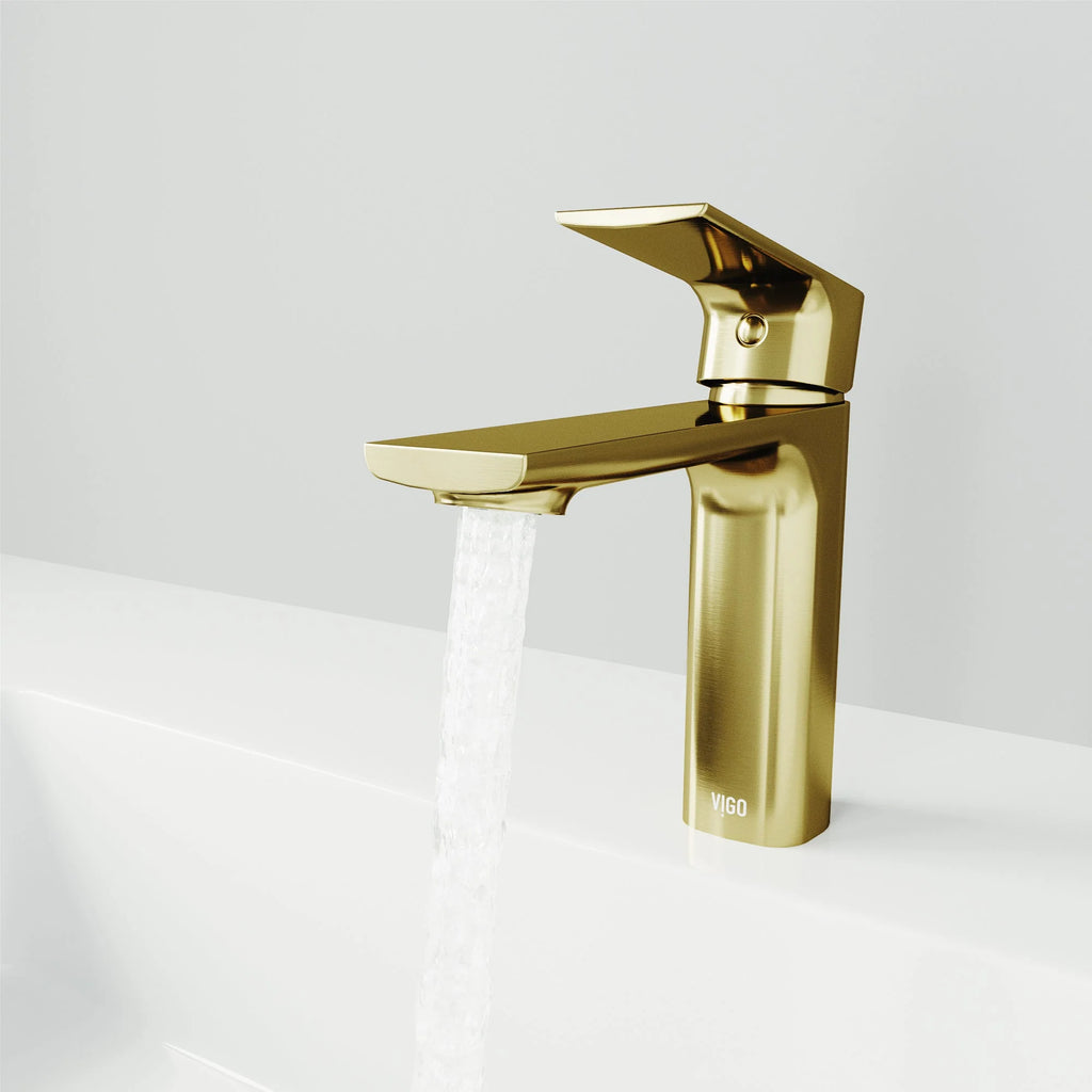 VIGO - Davidson Single Hole Single Lever Bathroom Faucet In Matte Brushed Gold Model# VG01043MG