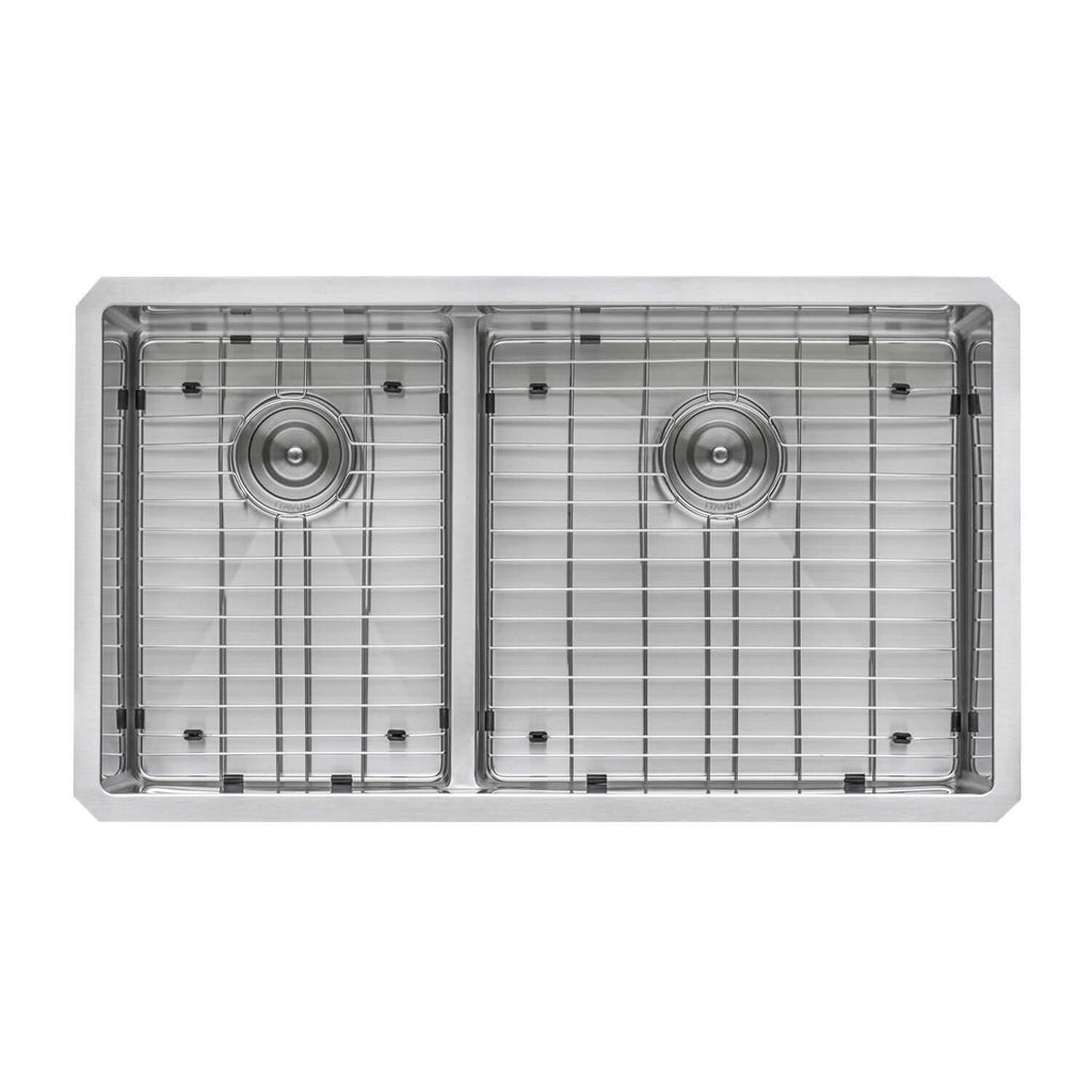 Urbana Ruvati 33-inch Low-Divide Undermount 40/60 Double Bowl 16 Gauge Rounded Corners Stainless Steel Kitchen Sink – Model# RVH7418