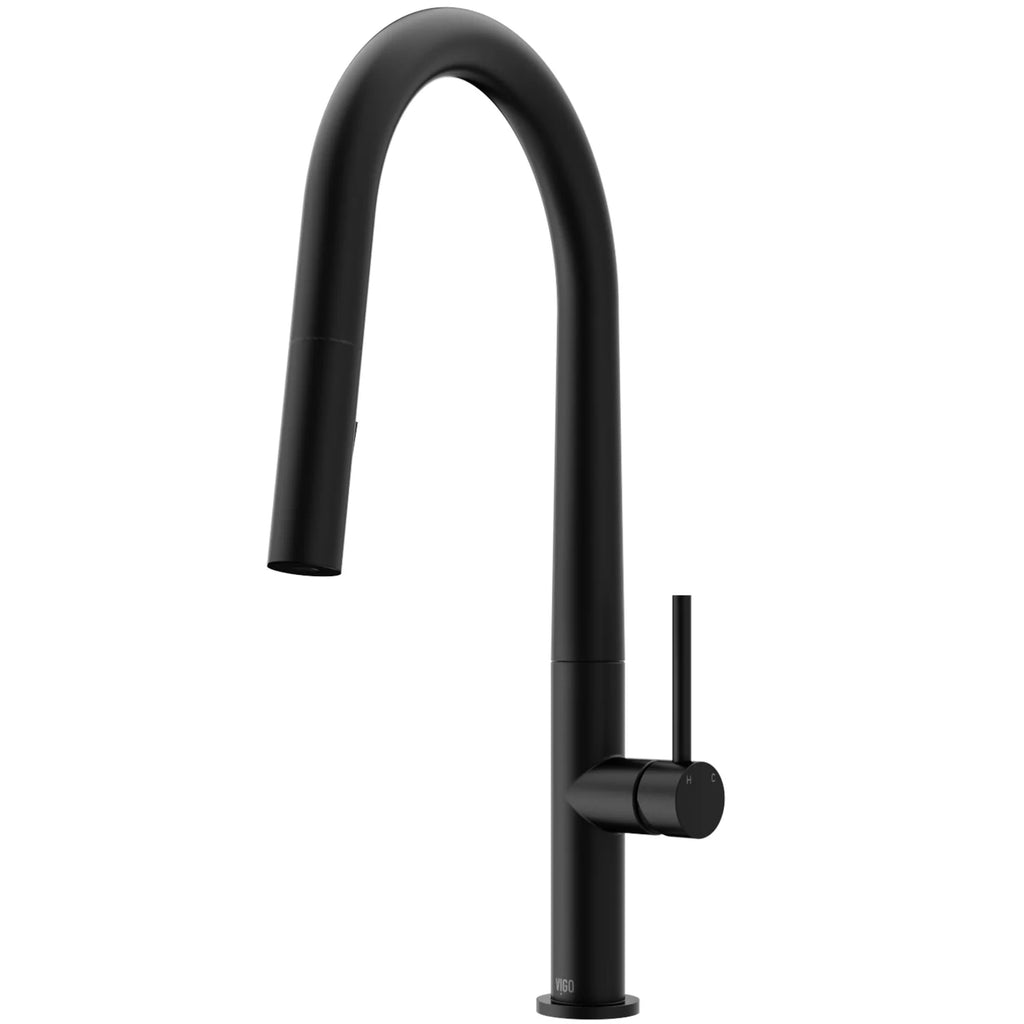 VIGO - Greenwich 18 in. Single Handle Pull-Down Kitchen Faucet In Matte Black Finish Model# VG02029SMB