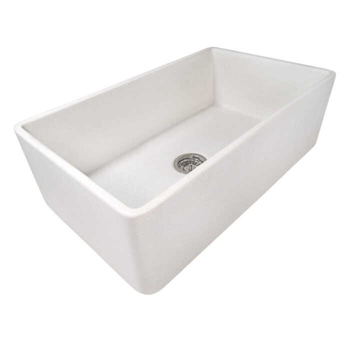 Fiamma Model: RVL2300CR Ruvati 33" x 20" Fireclay Reversible Farmhouse Distressed Finish Apron-Front Kitchen Sink – Crackled White – Model# RVL2300CR