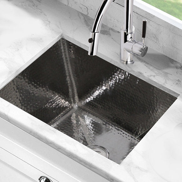 Nantucket Sinks - 23" Dual Mount Hand Hammered Stainless Steel 12" Deep Sink Model# KSSH2318-12
