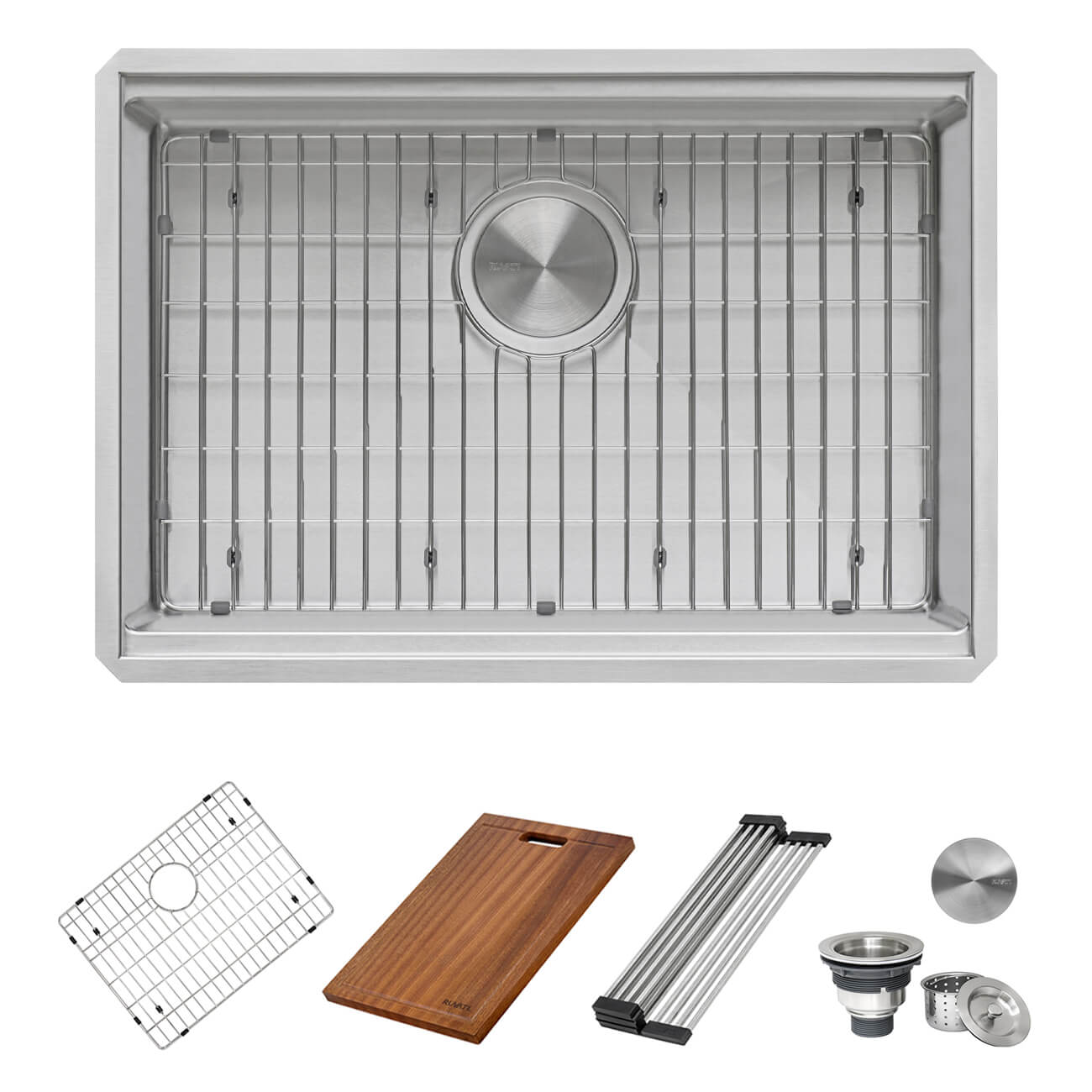 Roma Pro Ruvati 27-inch Workstation Rounded Corners Undermount Ledge Kitchen Sink with Accessories – Model # RVH8327