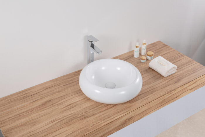 Vista Model: RVB0318 Ruvati 18 inch Round Bathroom Vessel Sink White Above Vanity Counter Circular Porcelain Ceramic – Model# RVB0318