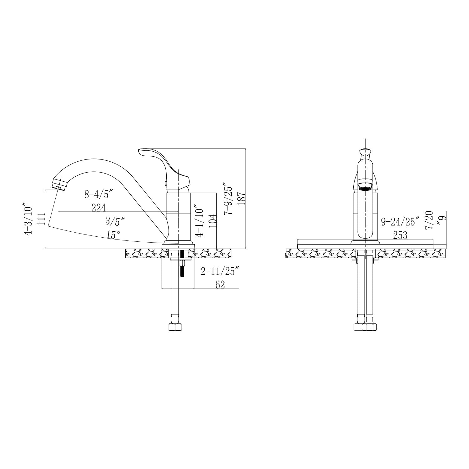 Single Handle Kitchen Faucet in Brushed Nickel – Model# KSK8112BN
