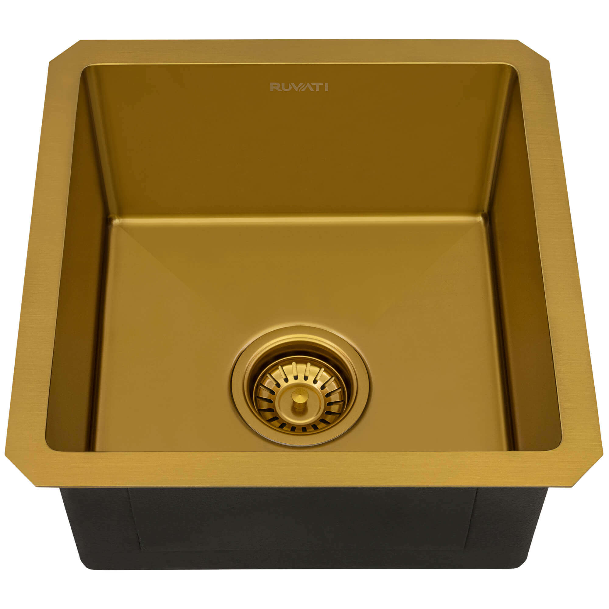Terraza Ruvati 15" Matte Gold Stainless Steel Undermount Bar Prep 16 Gauge Kitchen Sink – Model# RVH7015GG