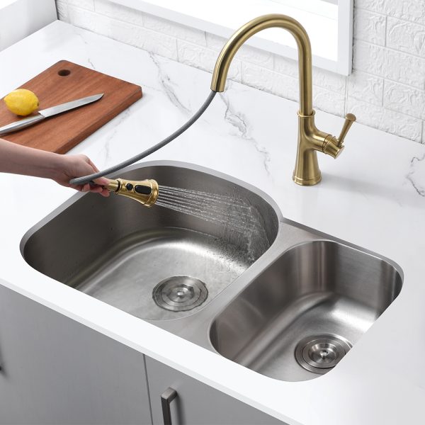 Oakland 32″ x 21″ Undermount Stainless Steel Double Bowl Kitchen Sink 16 Gauge 70/30 Model# KSU322197T