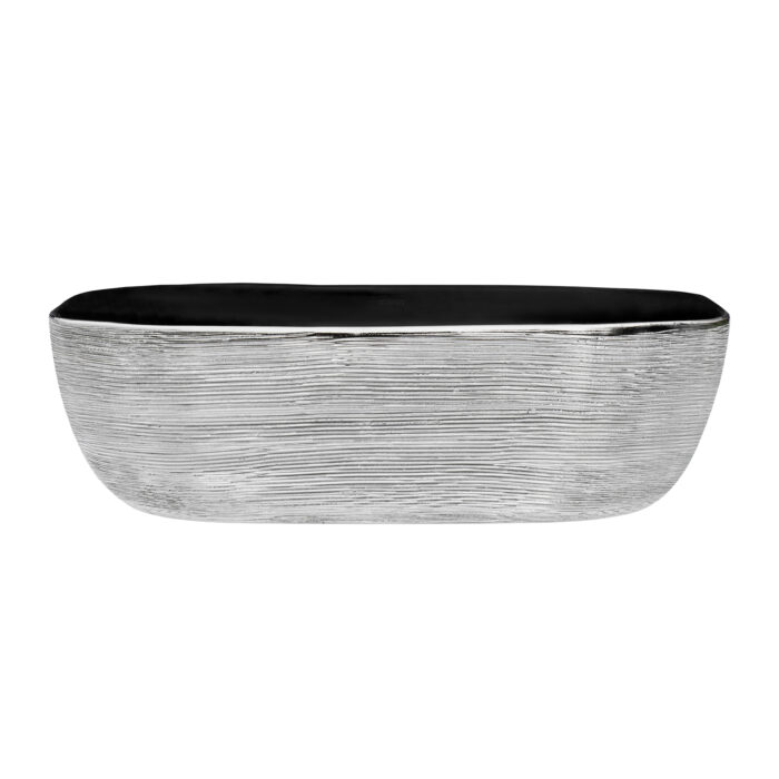 Ruvati 20 x 16 inch Bathroom Vessel Sink Silver Decorative Art Above Vanity Counter Black Ceramic – Model#  RVB2016BS