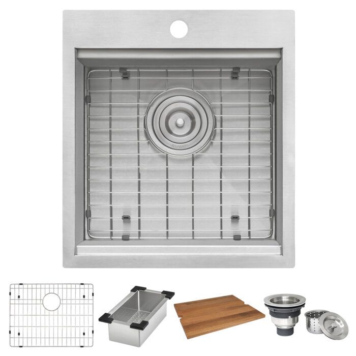 Vino Ruvati 18" x 20" RV Camper Van Workstation Drop-in Topmount Bar Prep Tiny Home Sink Stainless Steel – Model # RVH8218