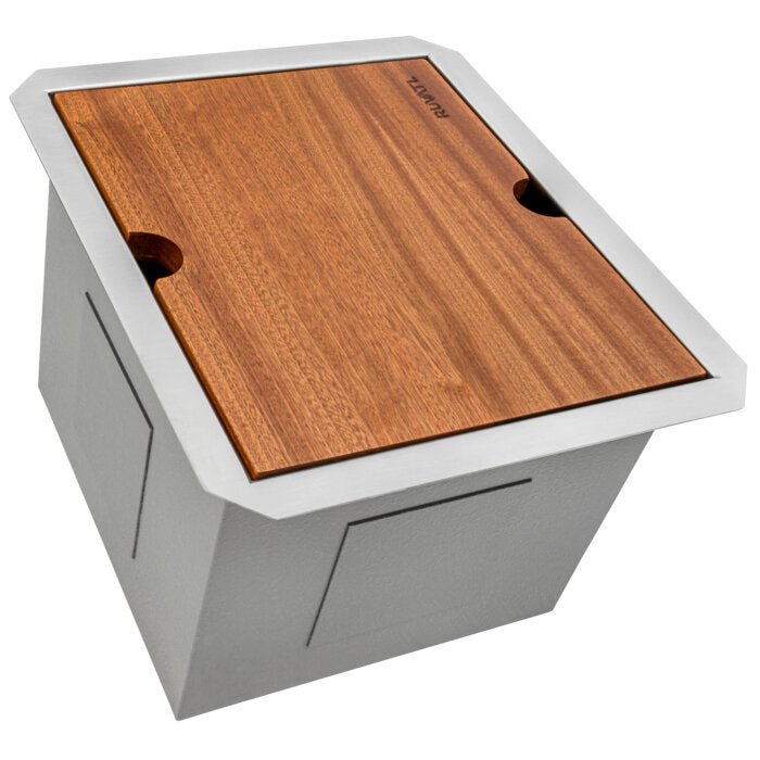 Roma Ruvati 13 inch Workstation Bar Prep Sink with Cover Undermount 16 Gauge Stainless Steel Single Bowl – Model # RVH8316