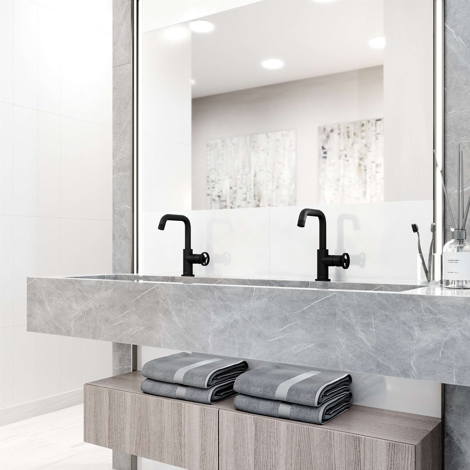 VIGO - Cass Single Hole Bathroom Faucet with Knurled Wheel Handle In Matte Black Model# VG01047MB